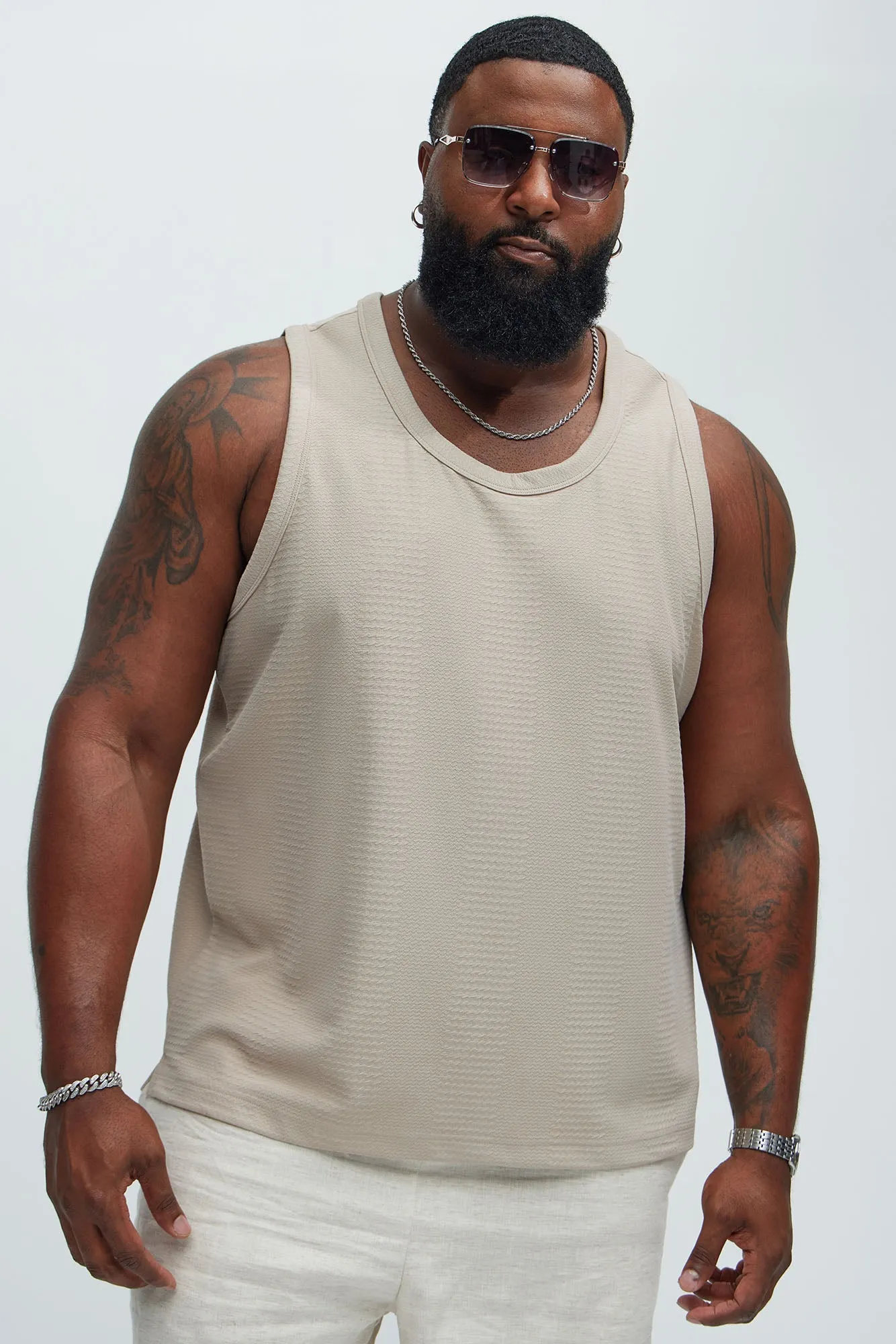 Angelo Textured Tank - Taupe