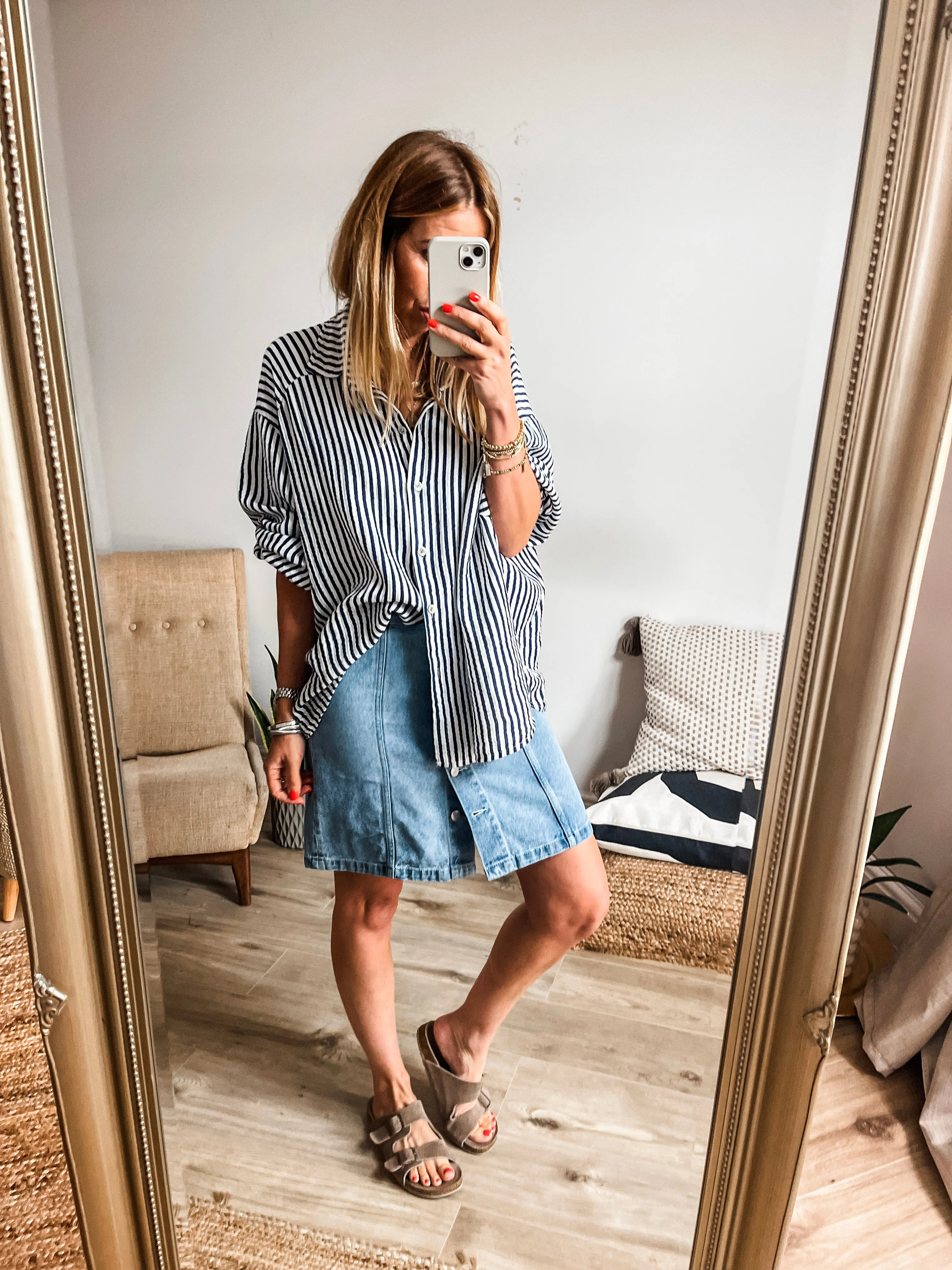 Balloon Sleeves Stripe Shirt