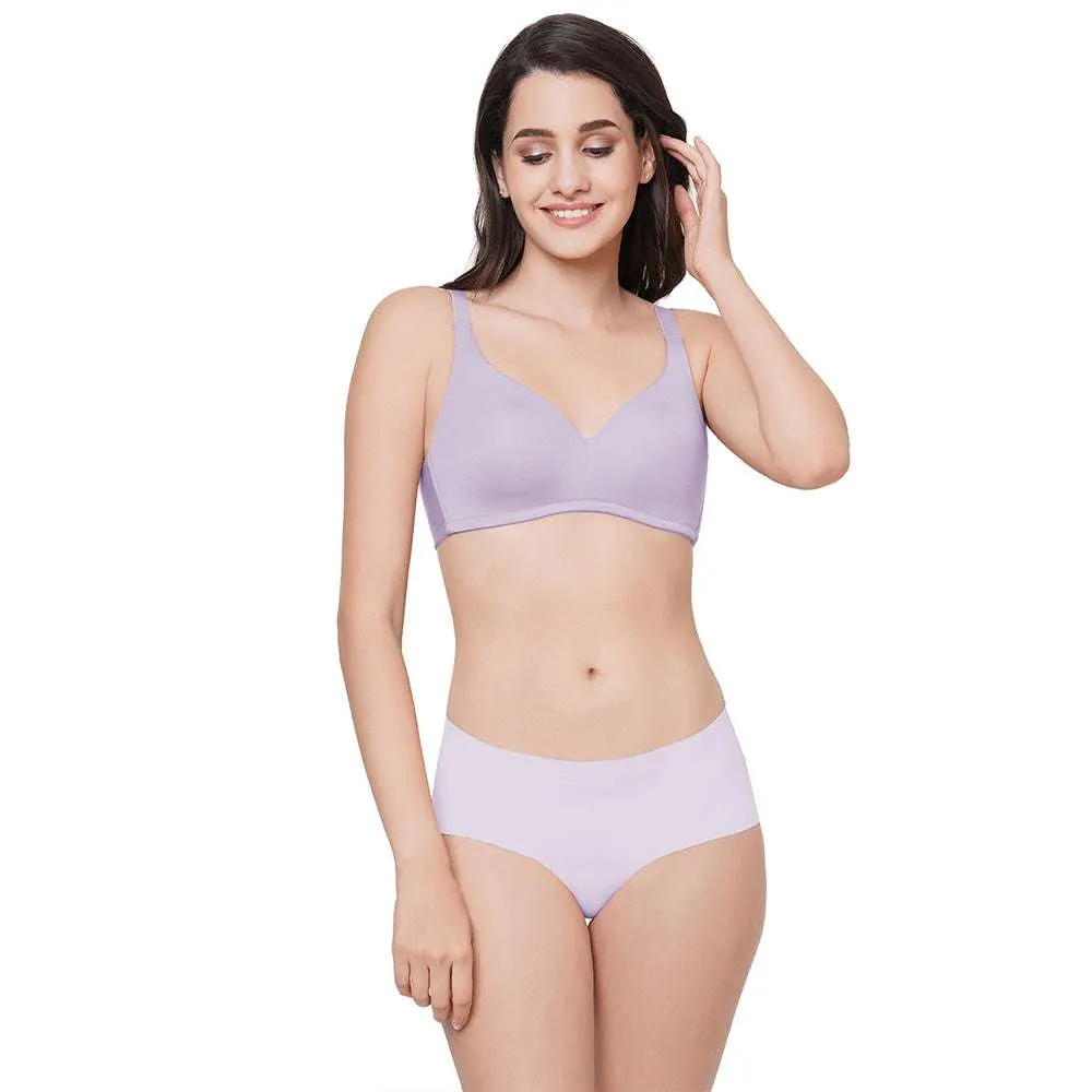 Basic Mold Padded Non-Wired Full Coverage Everyday T-Shirt Bra - Lavender