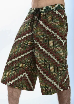 Batik Shorts - Red/Gold/Green