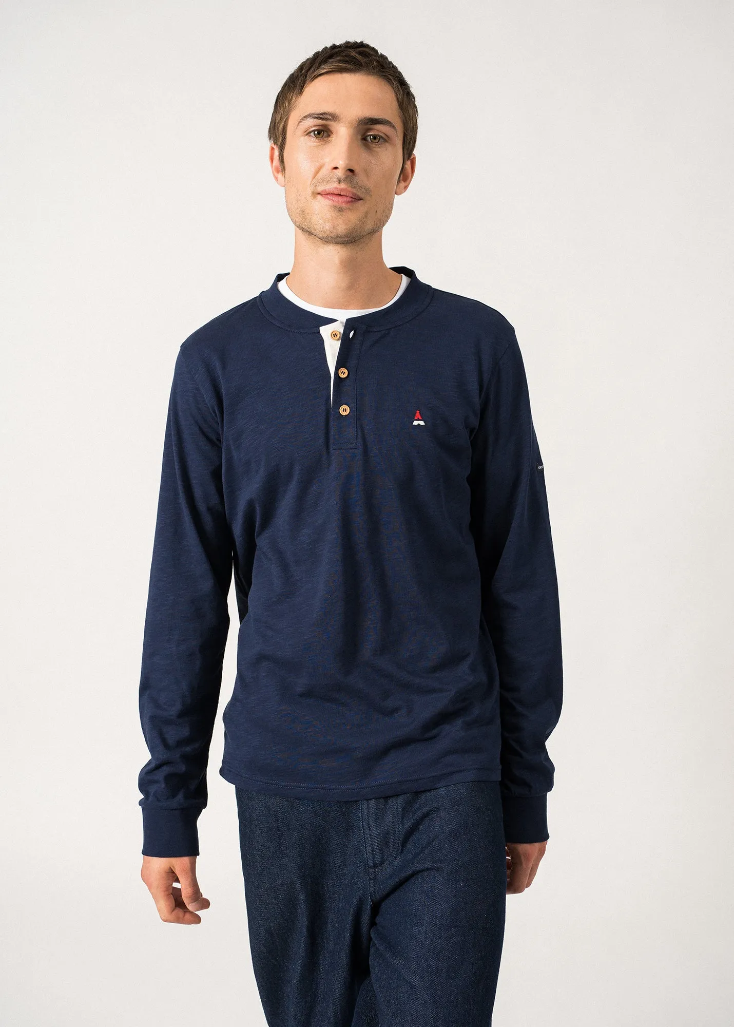 Batistin Long-Sleeved Henley T-Shirt  SAINT JAMES x Maison FT (INSIGNE/ECUME)