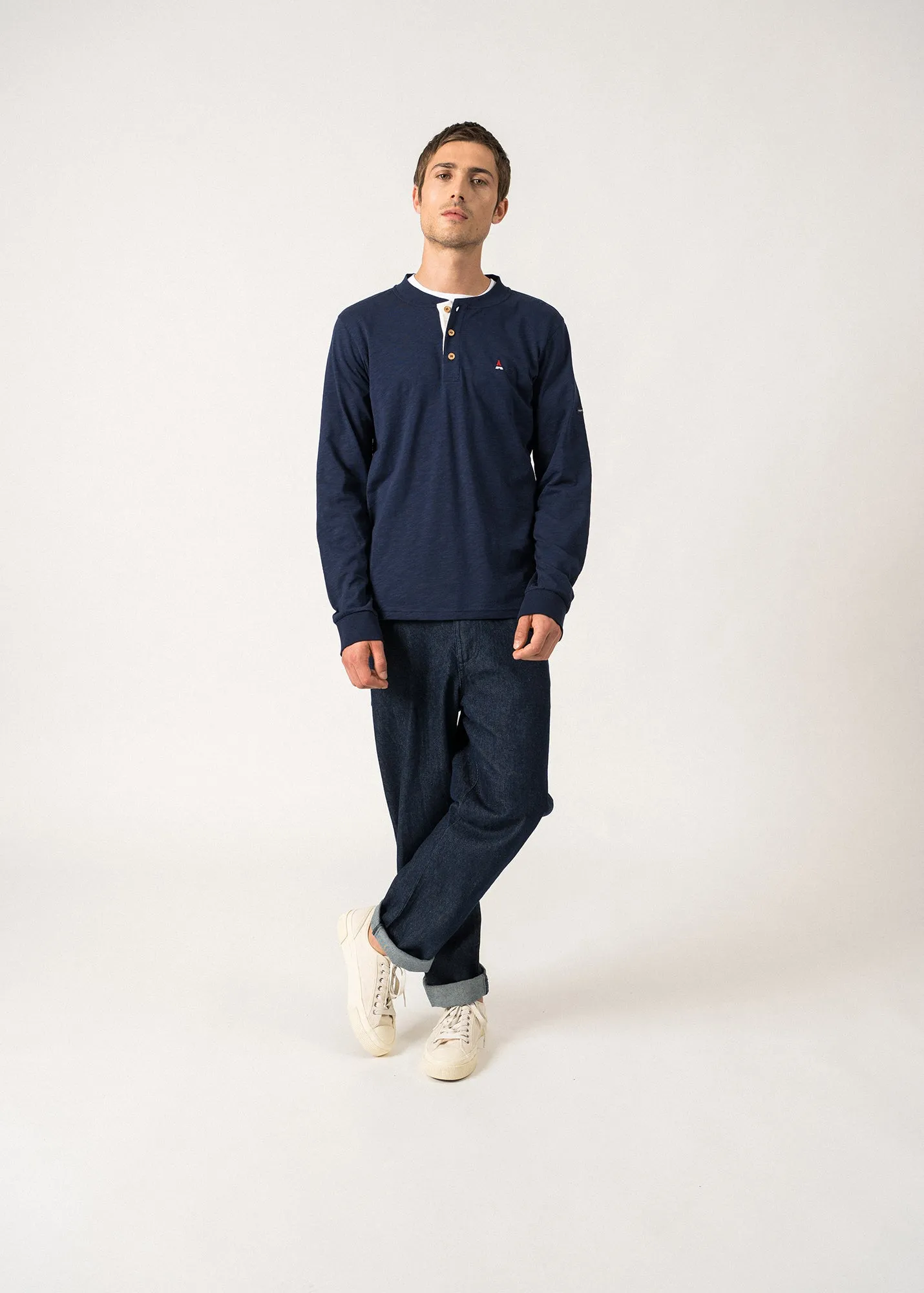 Batistin Long-Sleeved Henley T-Shirt  SAINT JAMES x Maison FT (INSIGNE/ECUME)