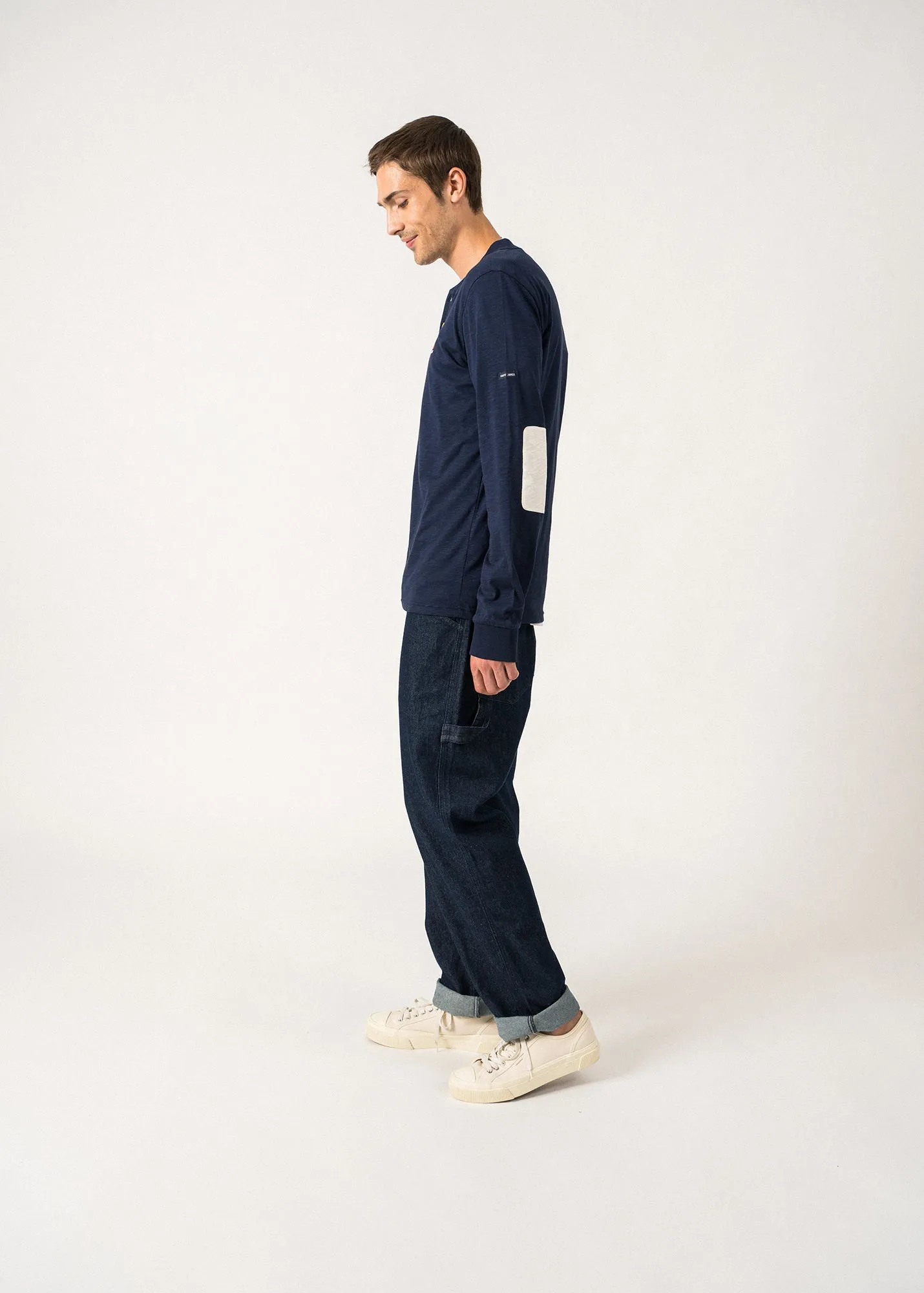 Batistin Long-Sleeved Henley T-Shirt  SAINT JAMES x Maison FT (INSIGNE/ECUME)