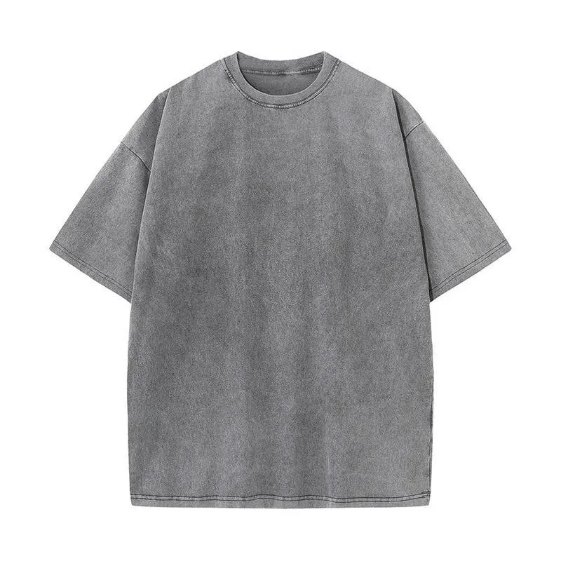 Blavra Men's Heavyweight Vintage Washed Basic Tees - 2 Pack (Grey, Brown)