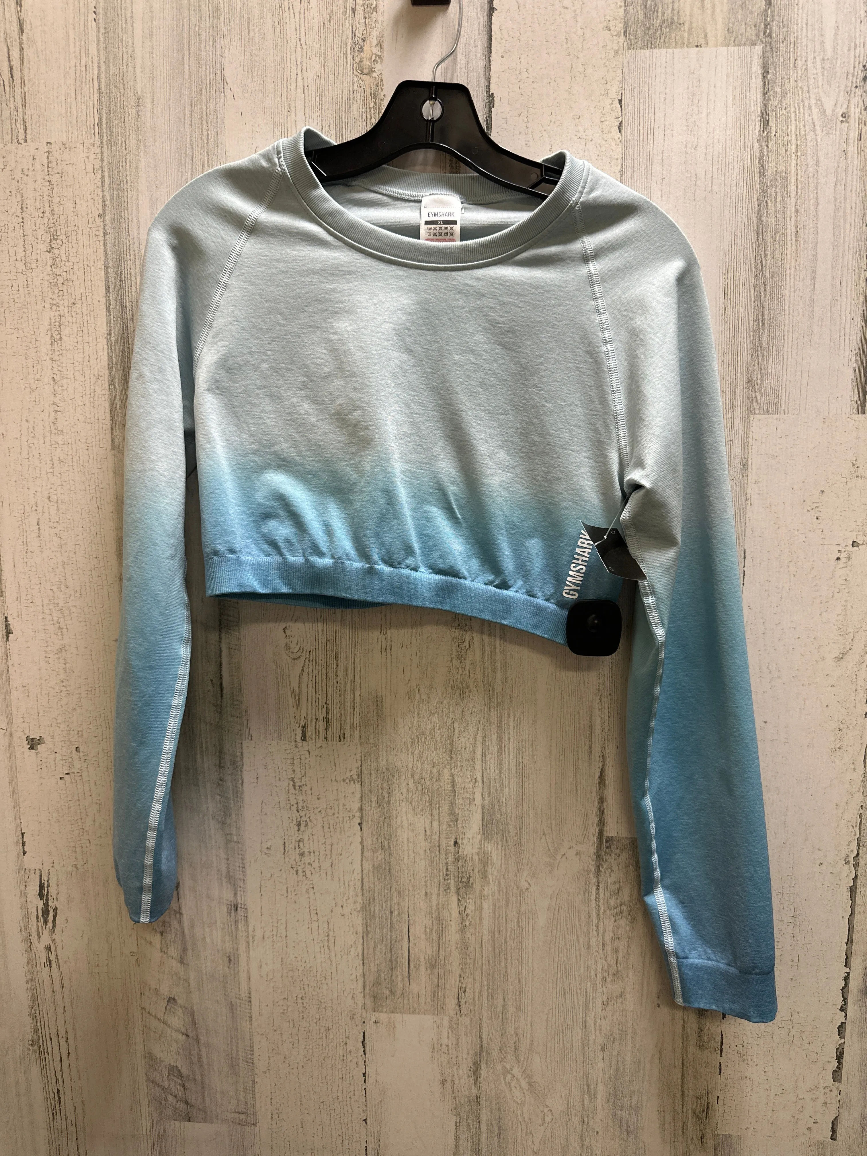 Blue Athletic Top Long Sleeve Collar Gym Shark, Size Xl