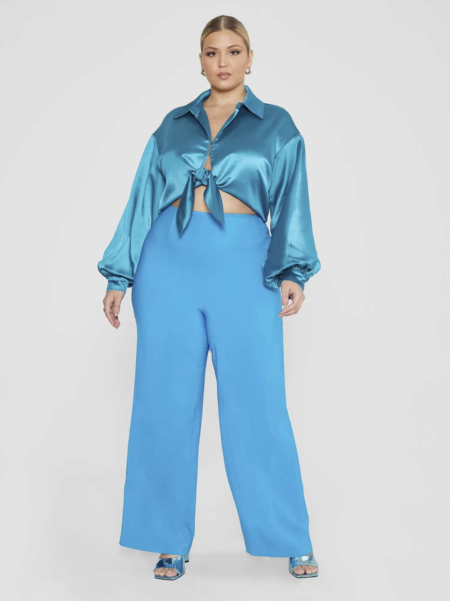 Elisabeth Tie Front Satin Blouse