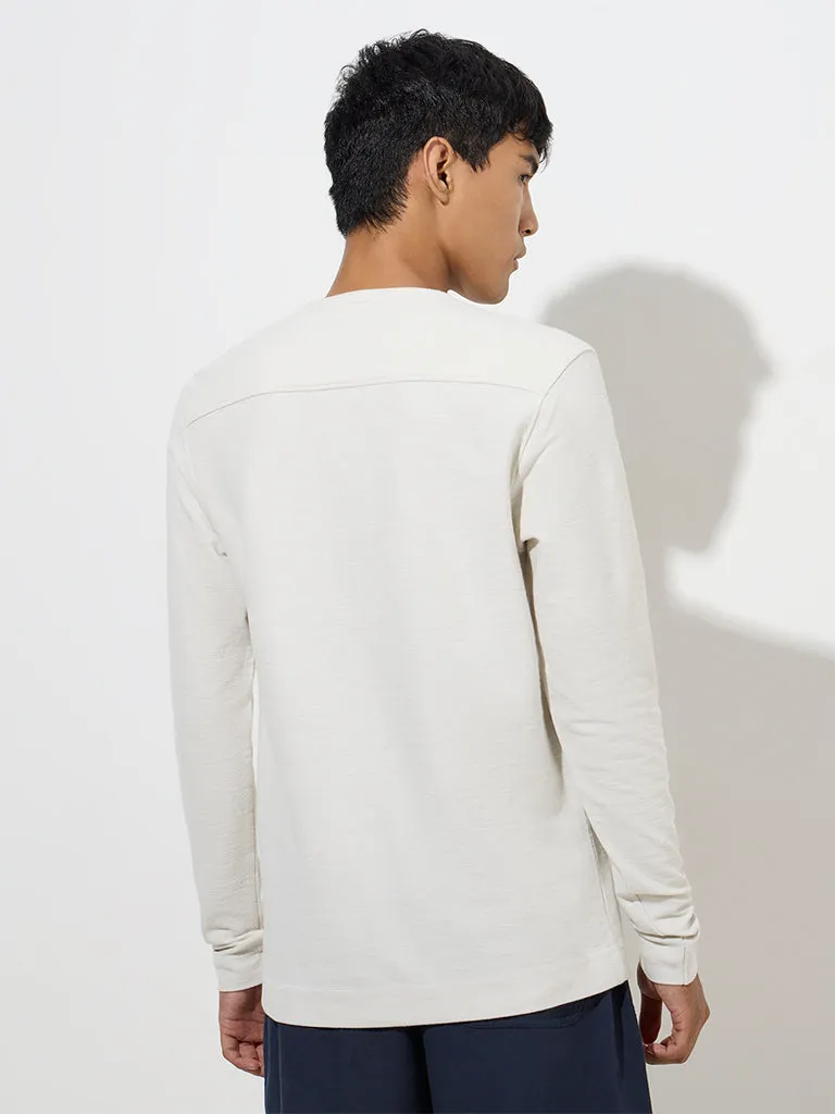 ETA Off-White Relaxed-Fit Henley Cotton T-Shirt