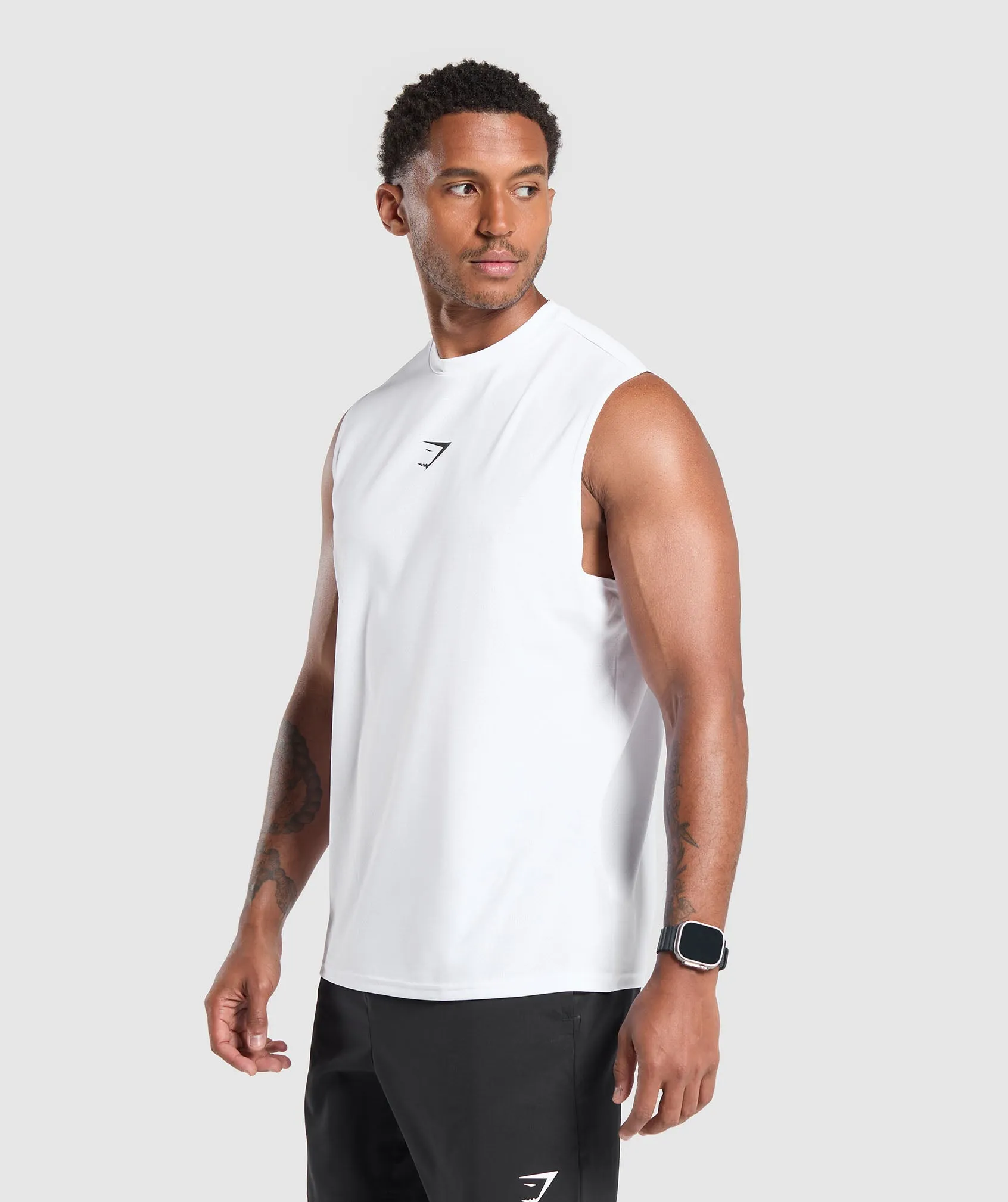 Gymshark Training Department Cut Off Tank - White