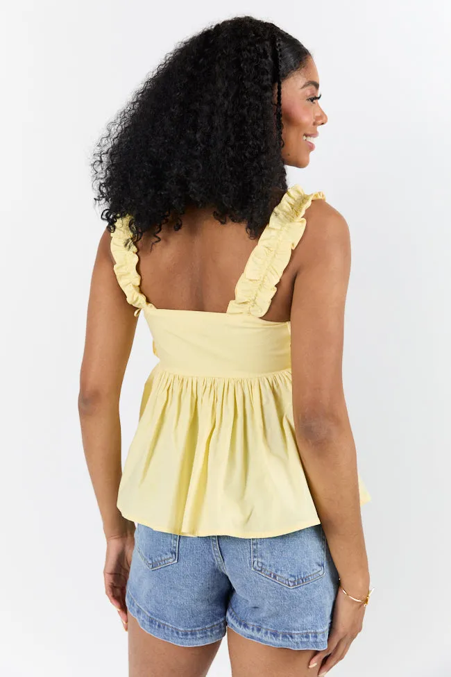 Having The Time Of My Life Yellow Smocked Bust Ruffle Detail Tank
