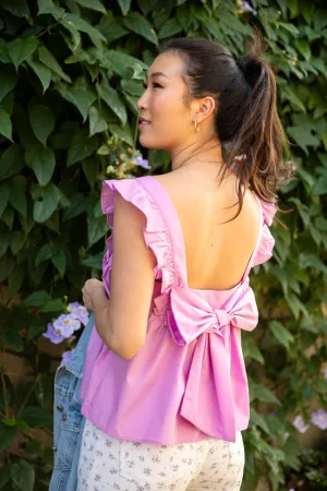 I Choose You Purple Bow Back Detail Woven Tank SALE