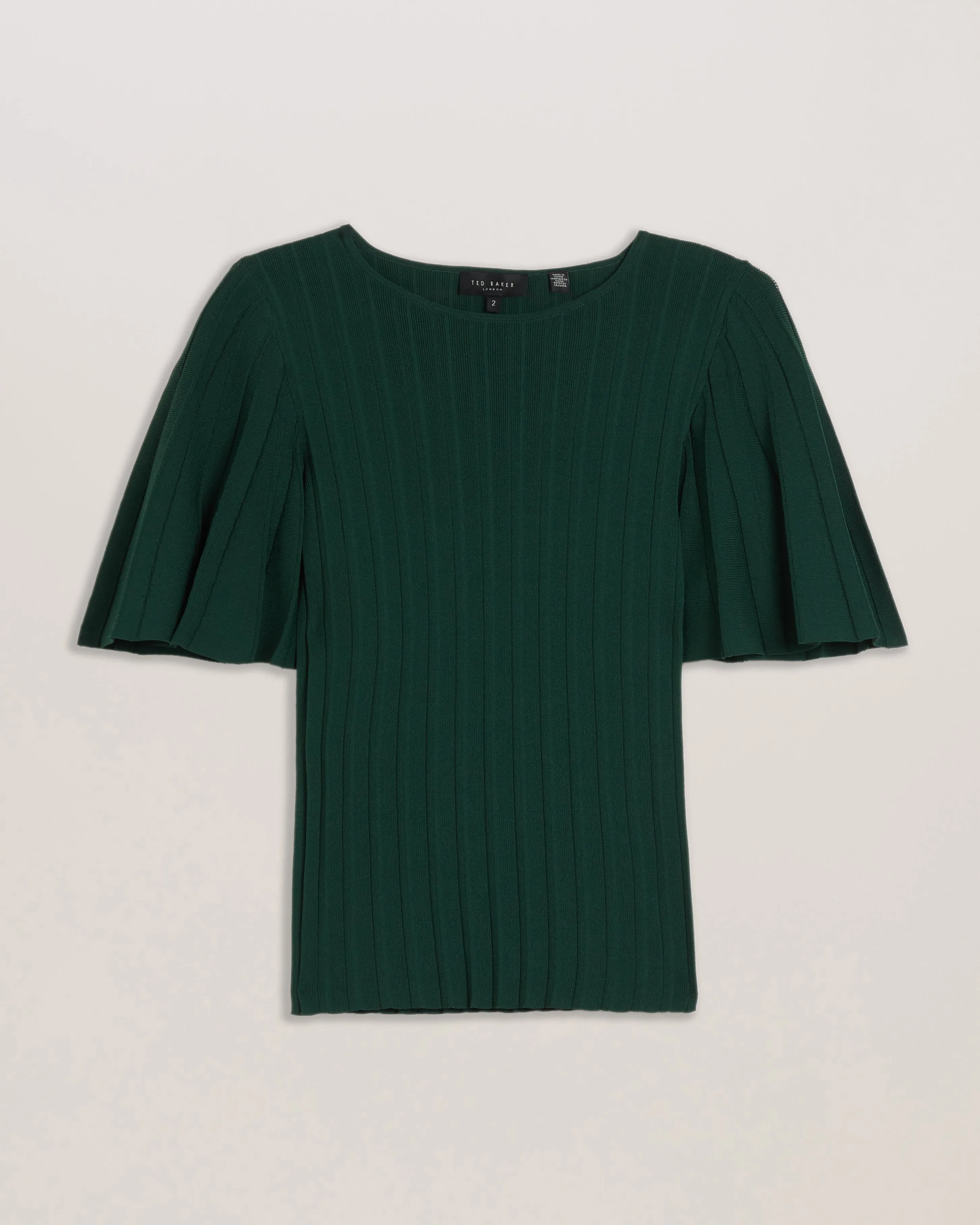 Iivanna Crew Neck Fluted Sleeve Knit Top Dk-Green