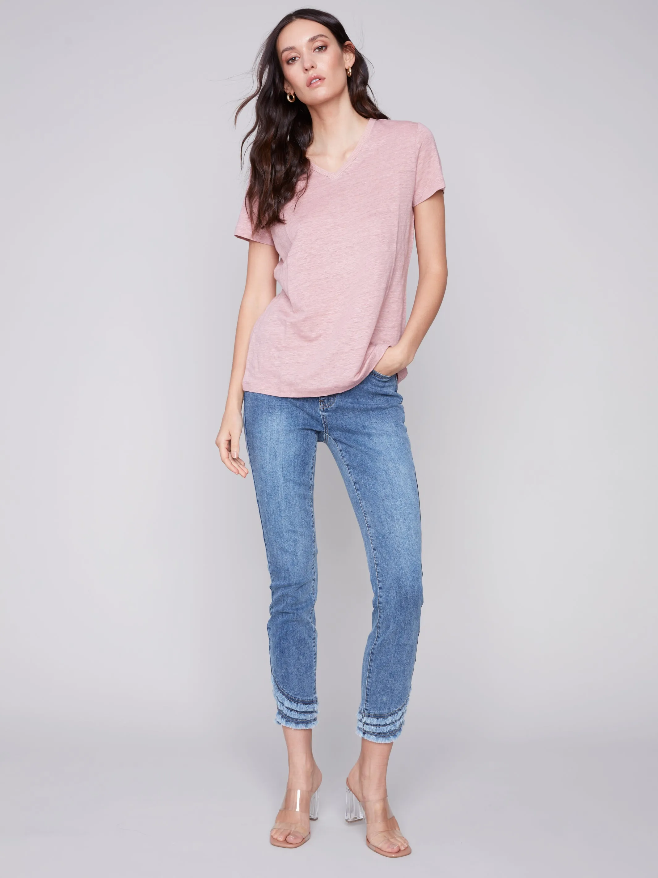 Linen V-Neck T-Shirt