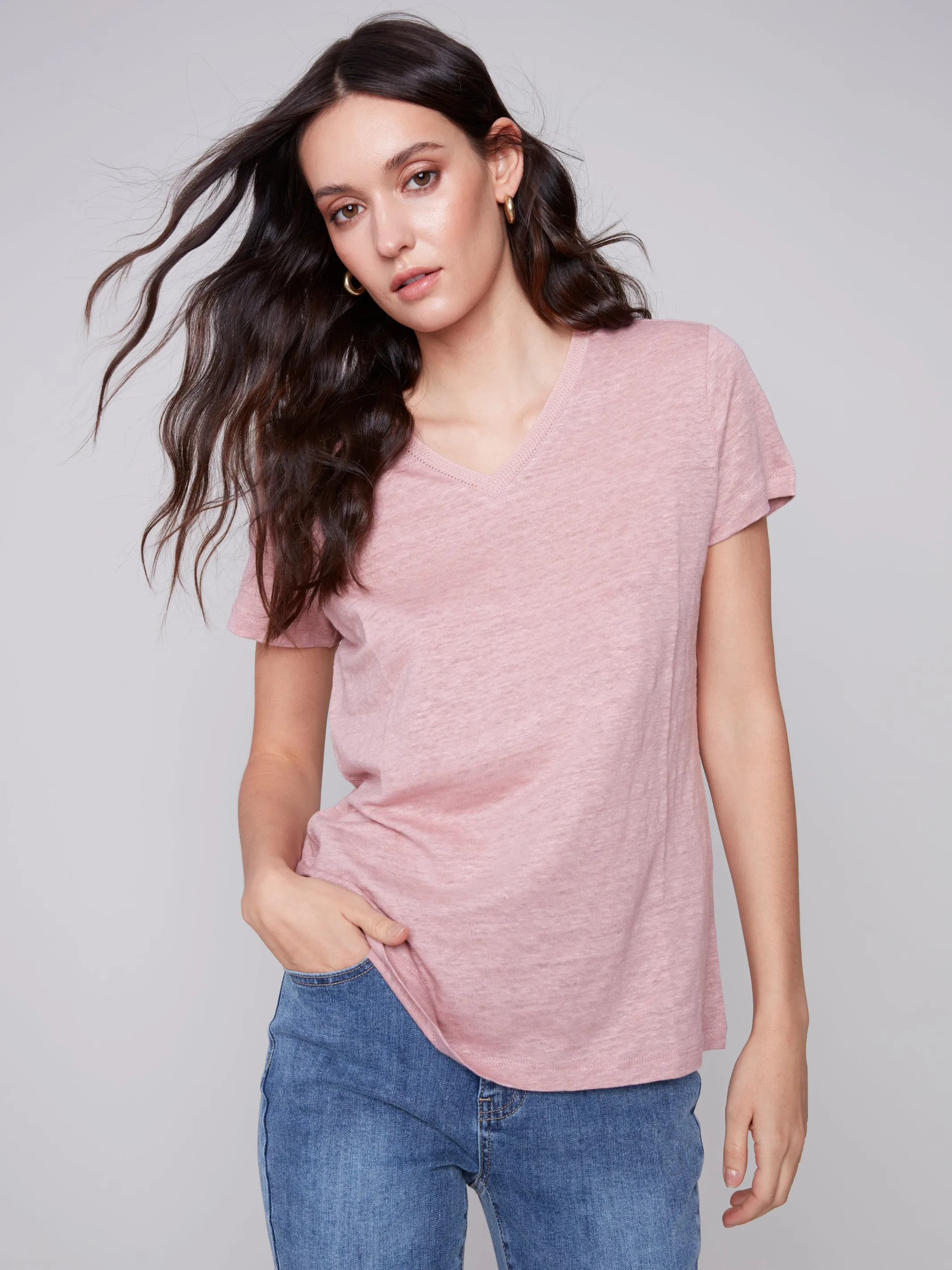 Linen V-Neck T-Shirt