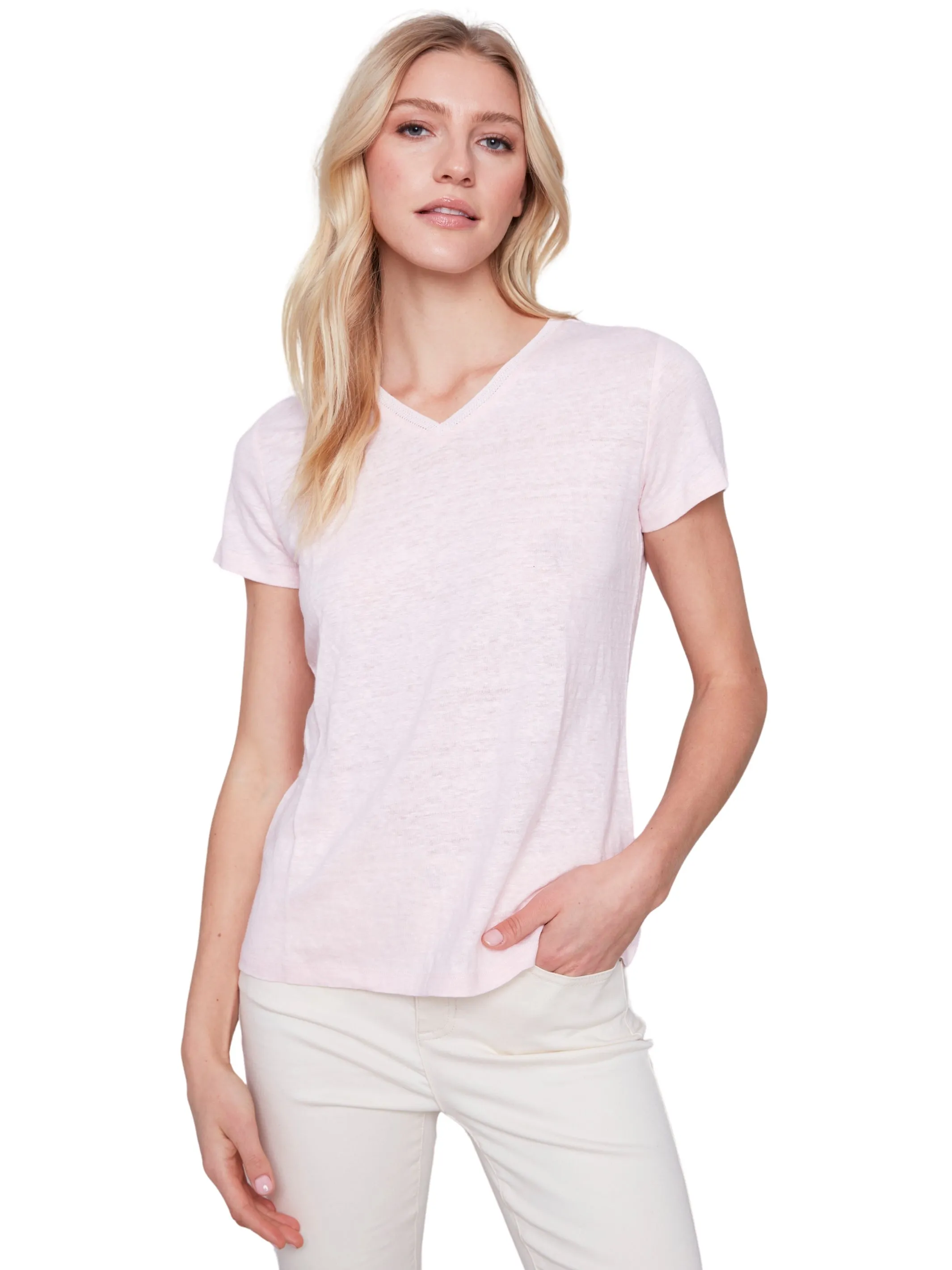 Linen V-Neck T-Shirt