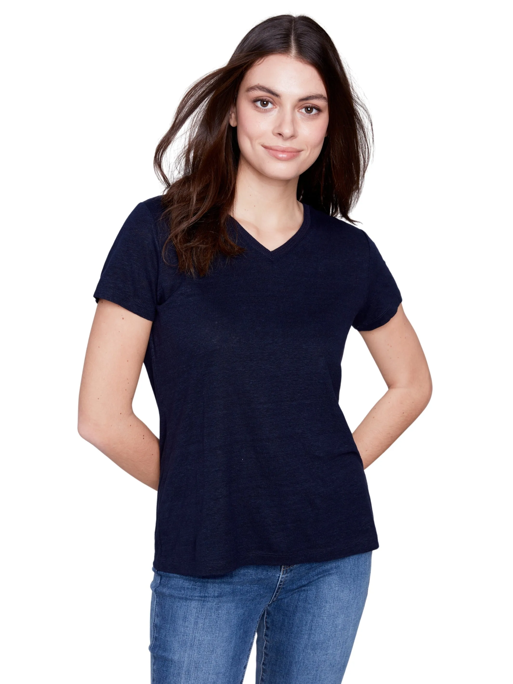 Linen V-Neck T-Shirt