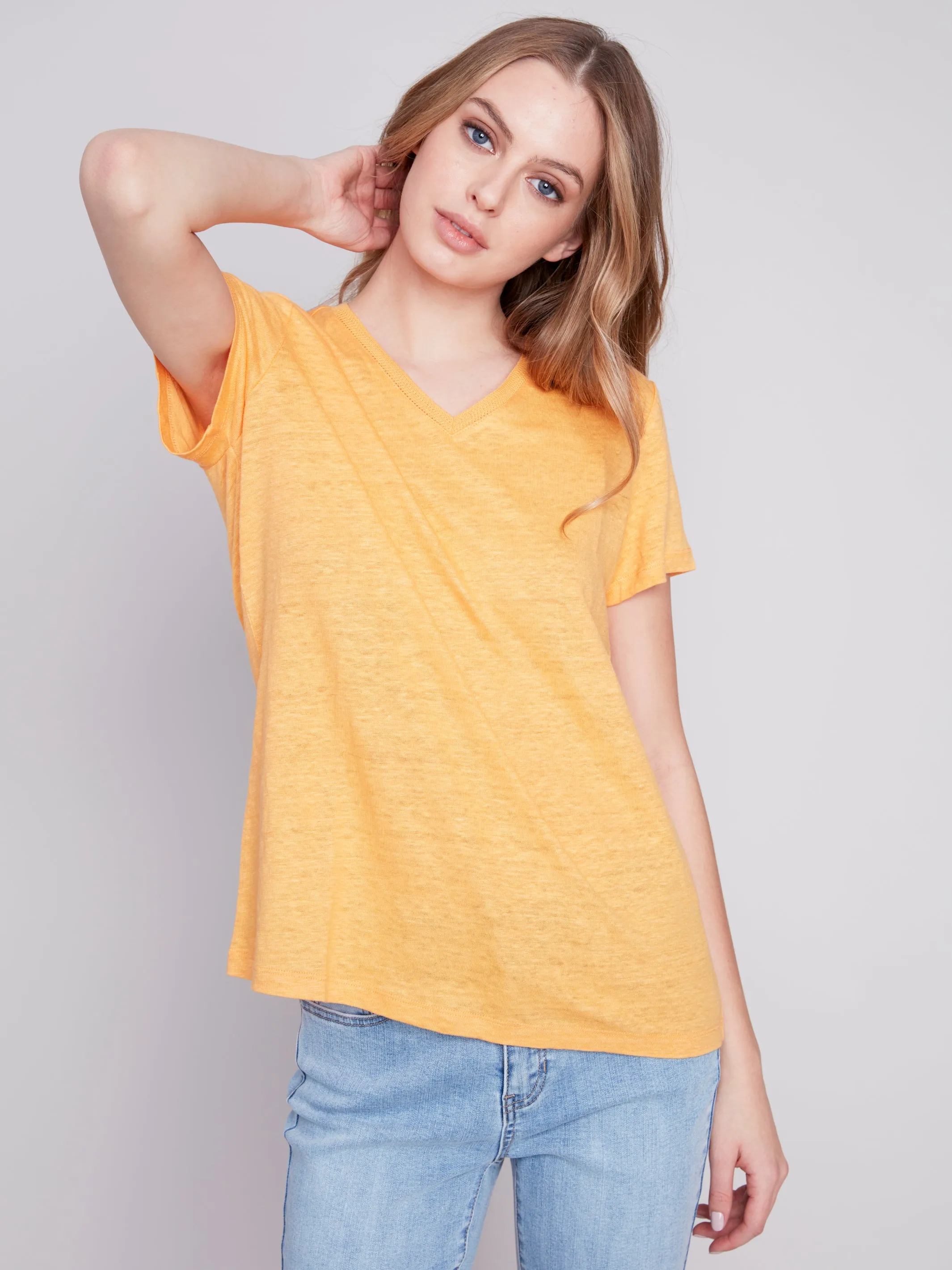 Linen V-Neck T-Shirt