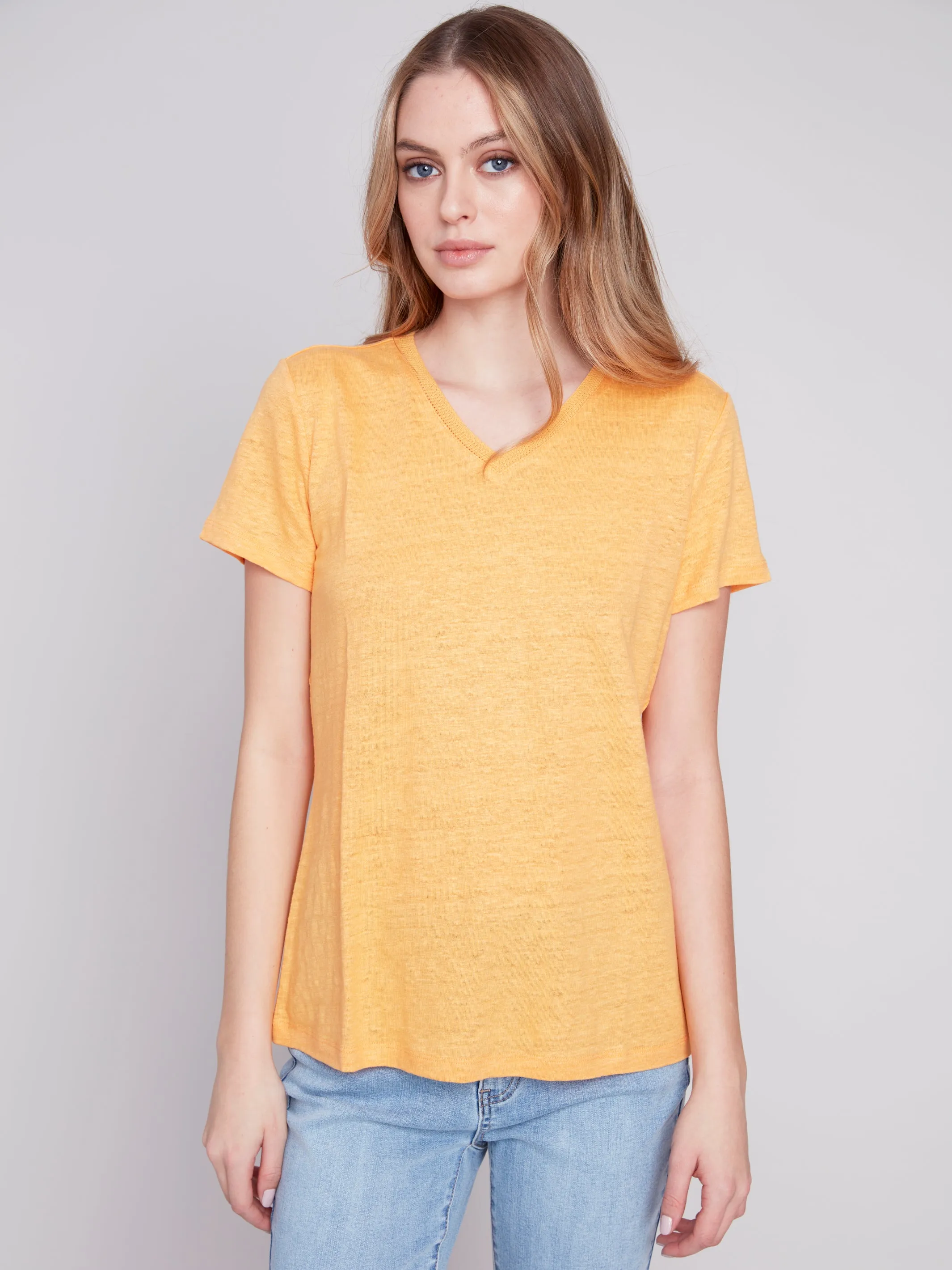 Linen V-Neck T-Shirt