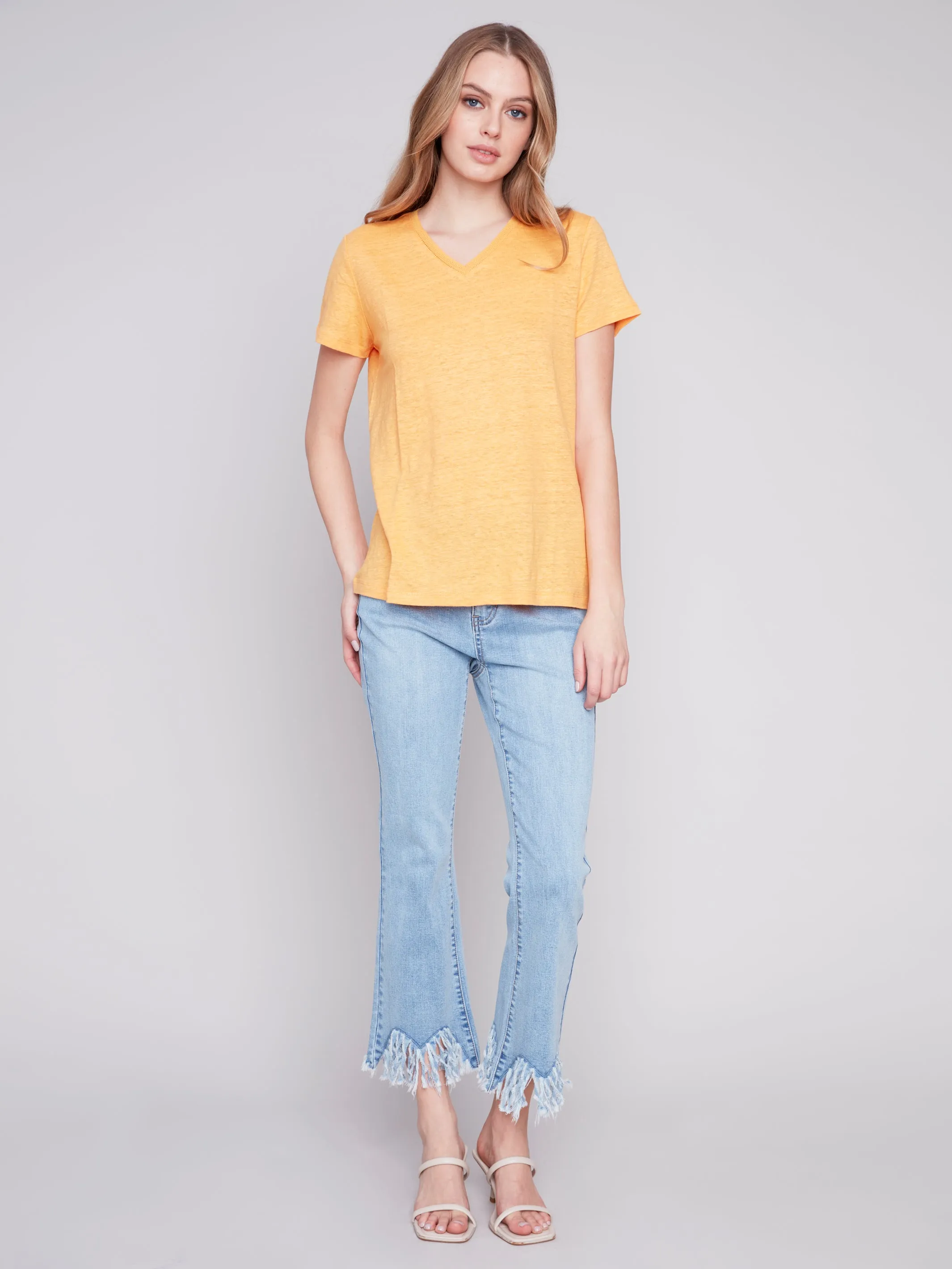 Linen V-Neck T-Shirt