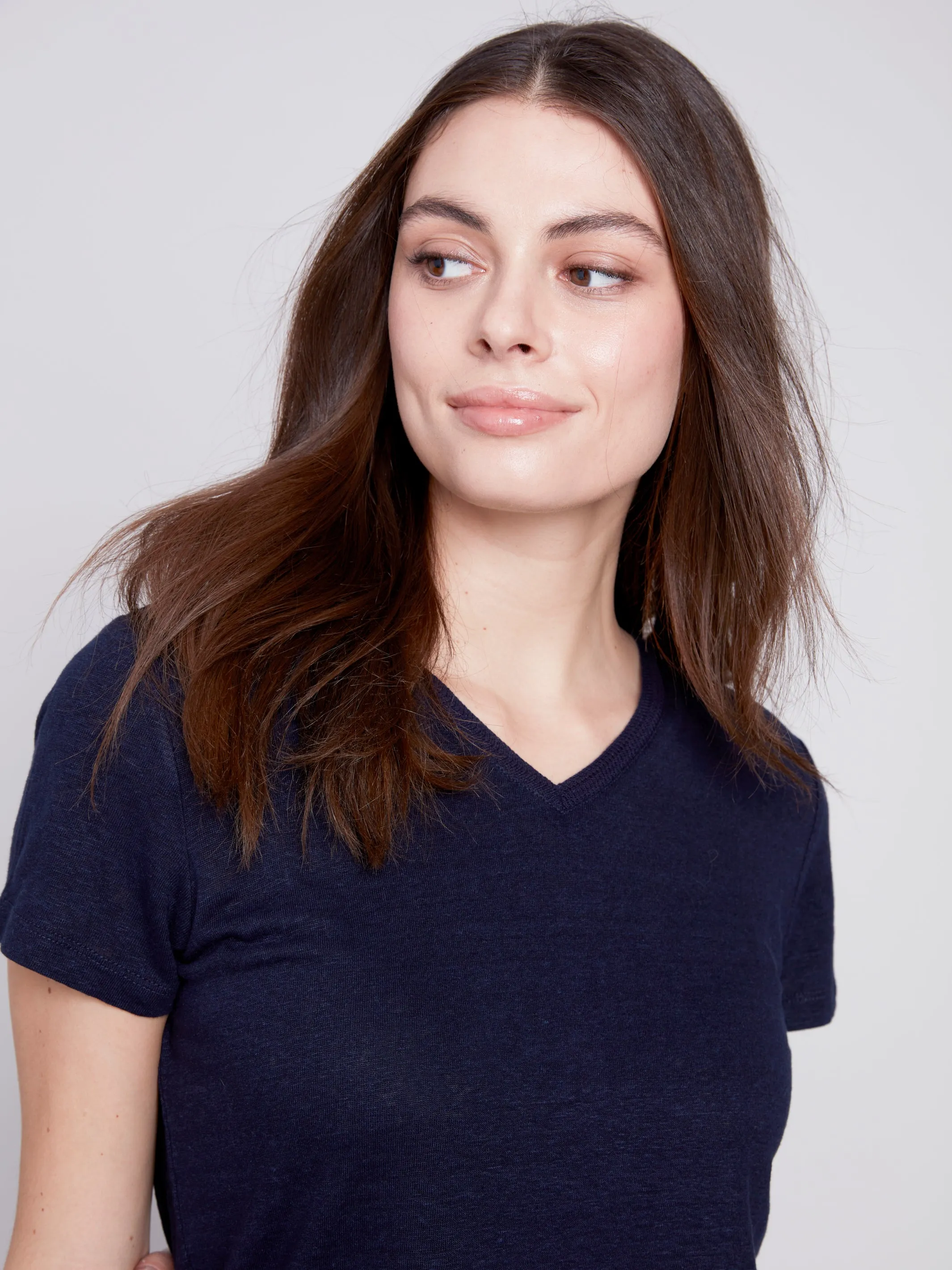 Linen V-Neck T-Shirt