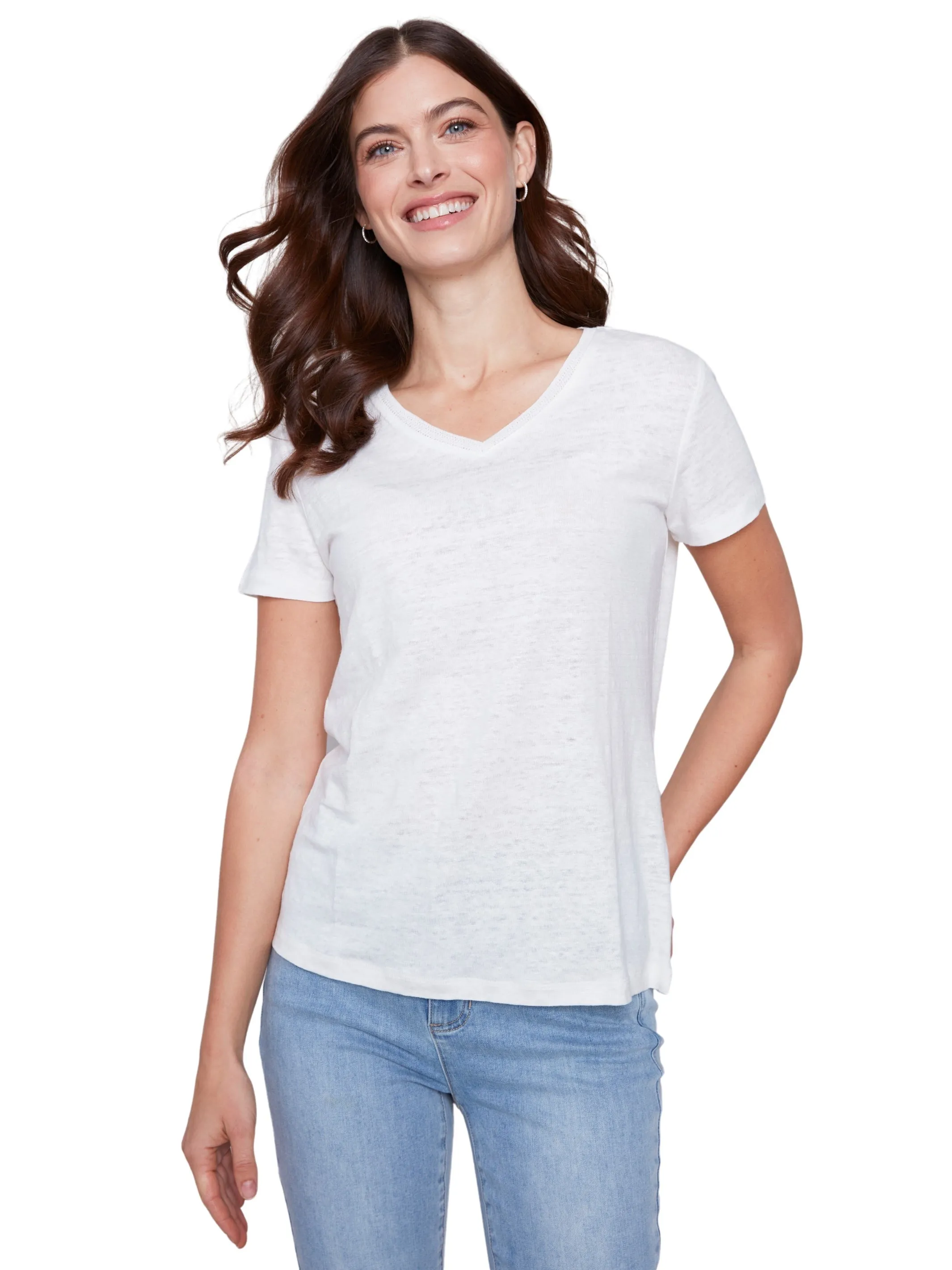 Linen V-Neck T-Shirt