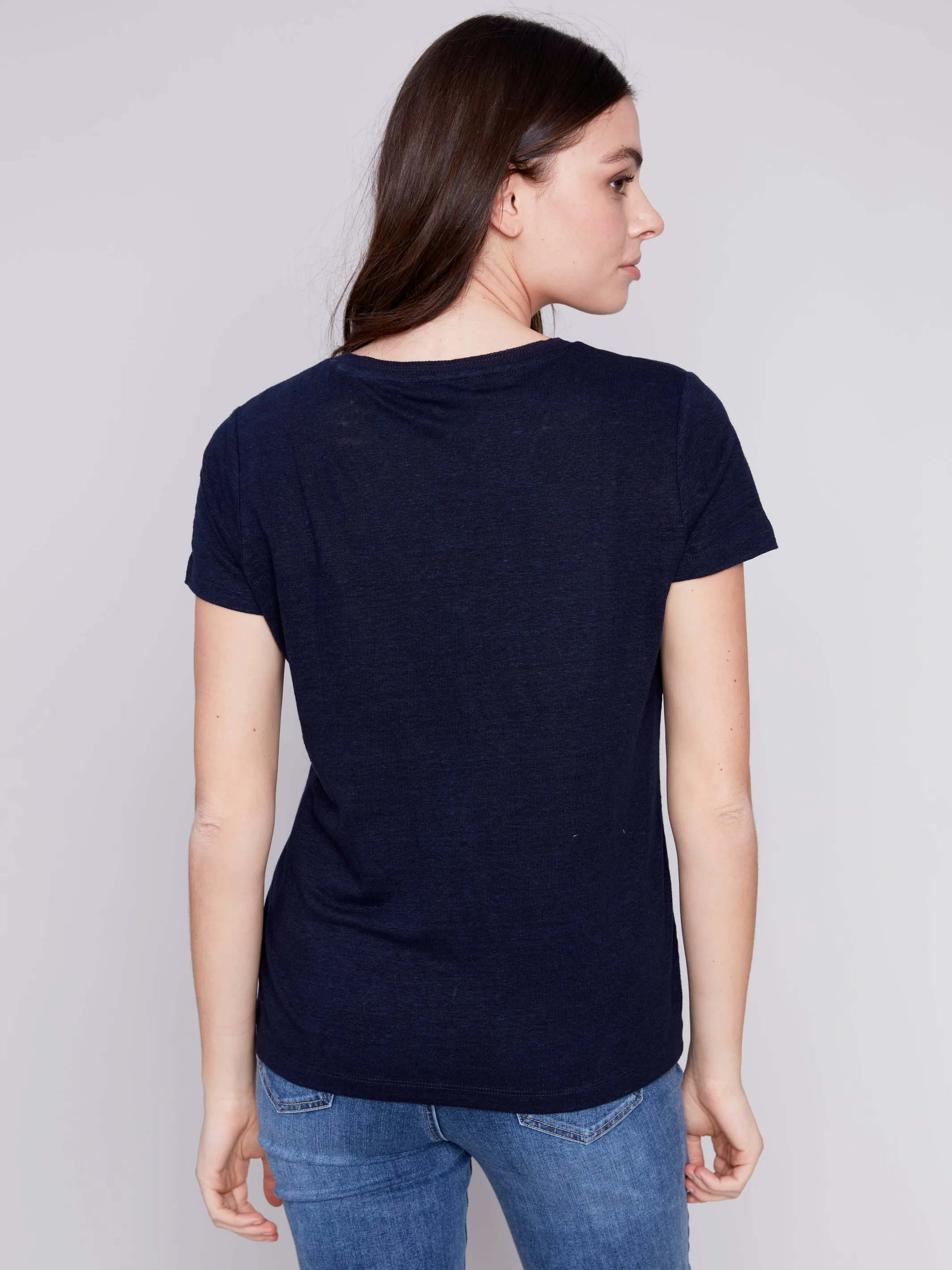 Linen V-Neck T-Shirt