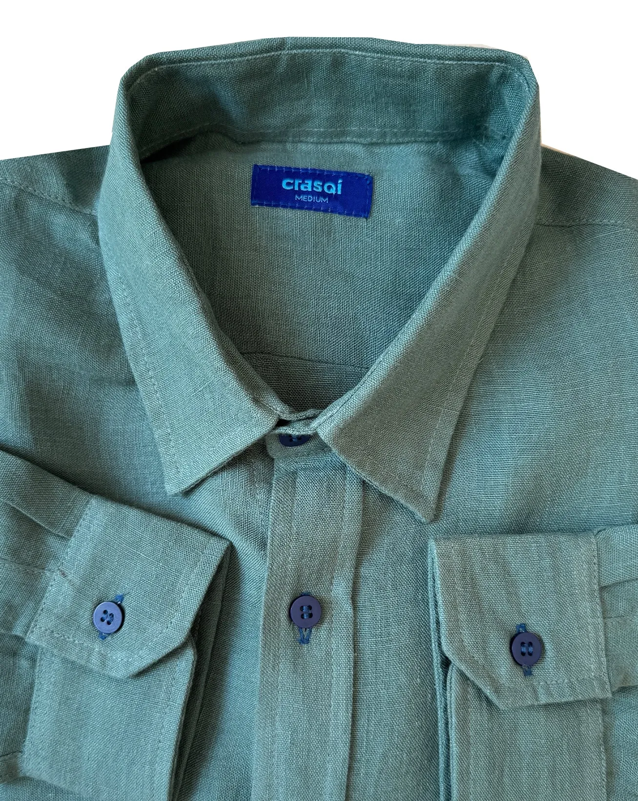 MALLORCA Linen Shirt - Forest Green/Blue