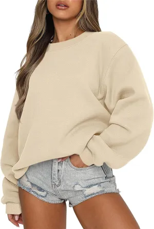 midelxp Oversized Crewneck Sweatshirt Women Loose Fit Long Sleeve Fleece Pullover Y2k Tops Fall Casual Preppy Clothes 2024