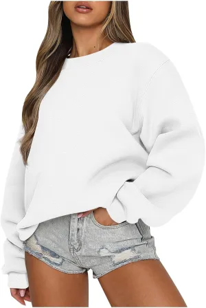 midelxp Oversized Crewneck Sweatshirt Women Loose Fit Long Sleeve Fleece Pullover Y2k Tops Fall Casual Preppy Clothes 2024