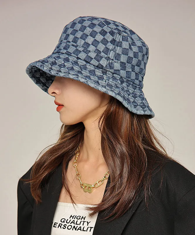 Modern Blue Plaid Patchwork Cotton Cowboy Hat LY535