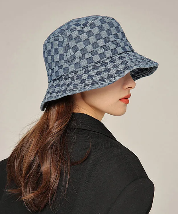 Modern Blue Plaid Patchwork Cotton Cowboy Hat LY535