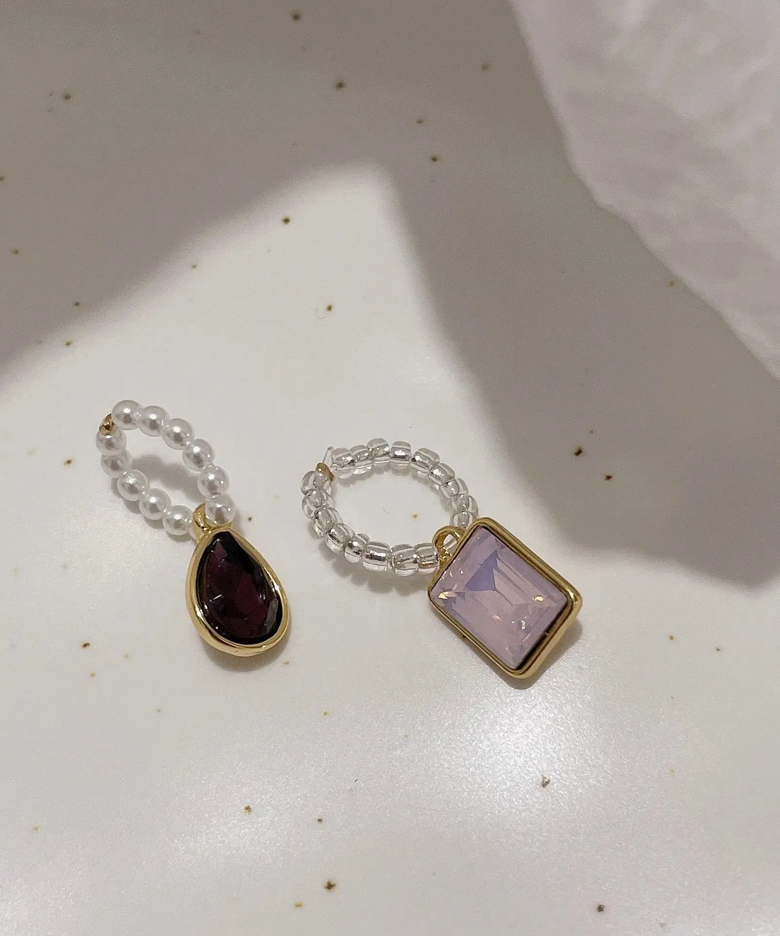 Modern Purple Asymmetricar Pearl Crystal Zircon Pendant Necklace ML0303