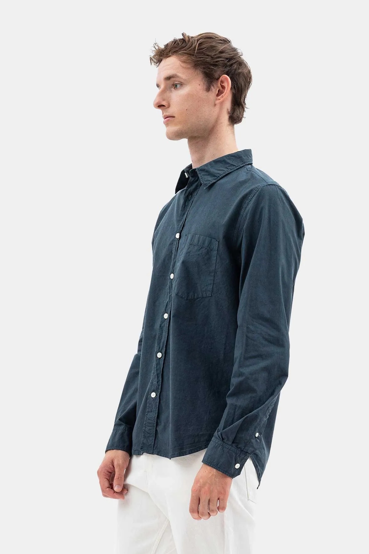 Norse Projects Osvald Tencel Shirt in Deep Marine