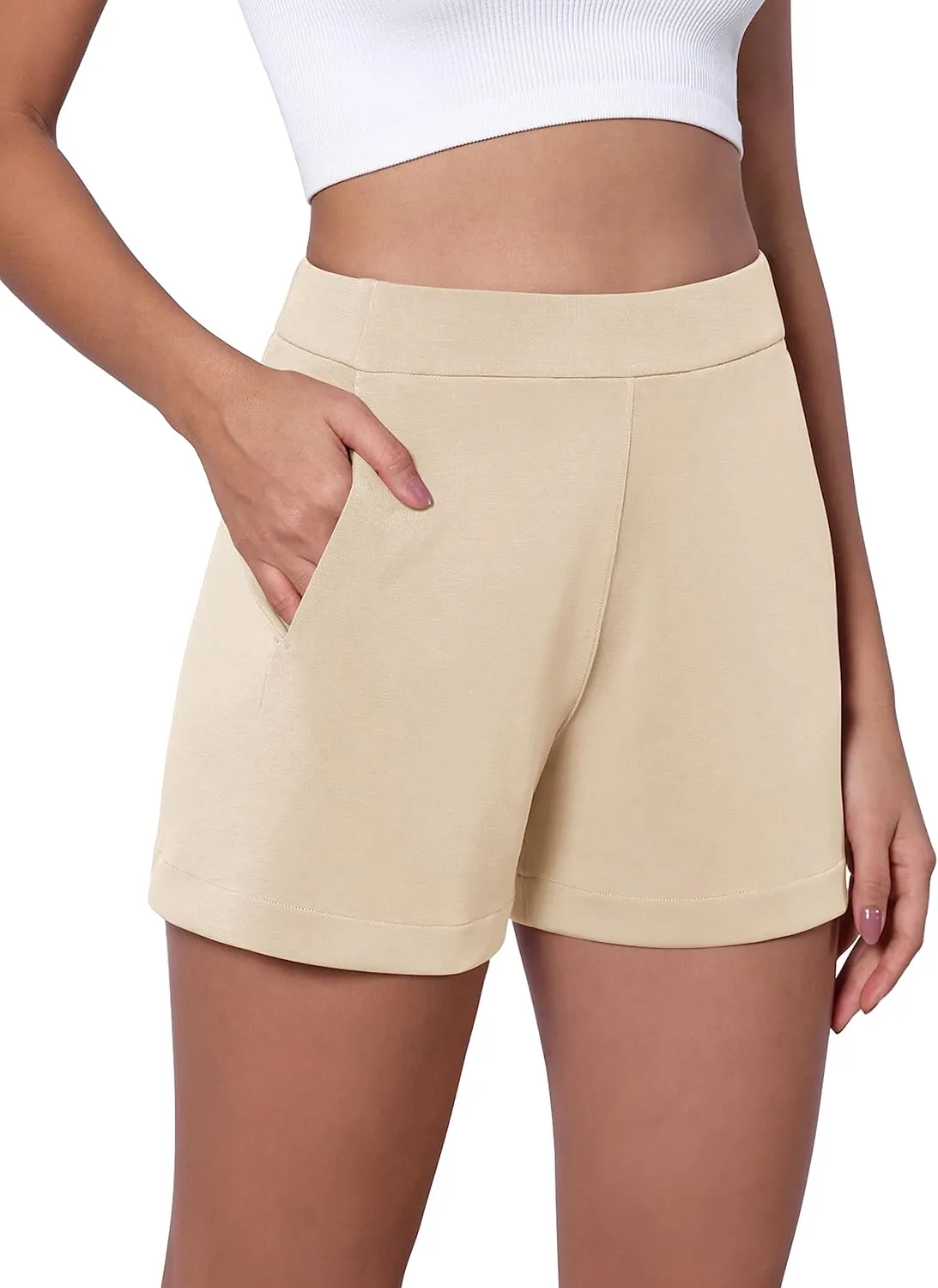 ODODOS Modal Soft Relaxed Shorts with Pockets for Women High Wasit Casual Shorts