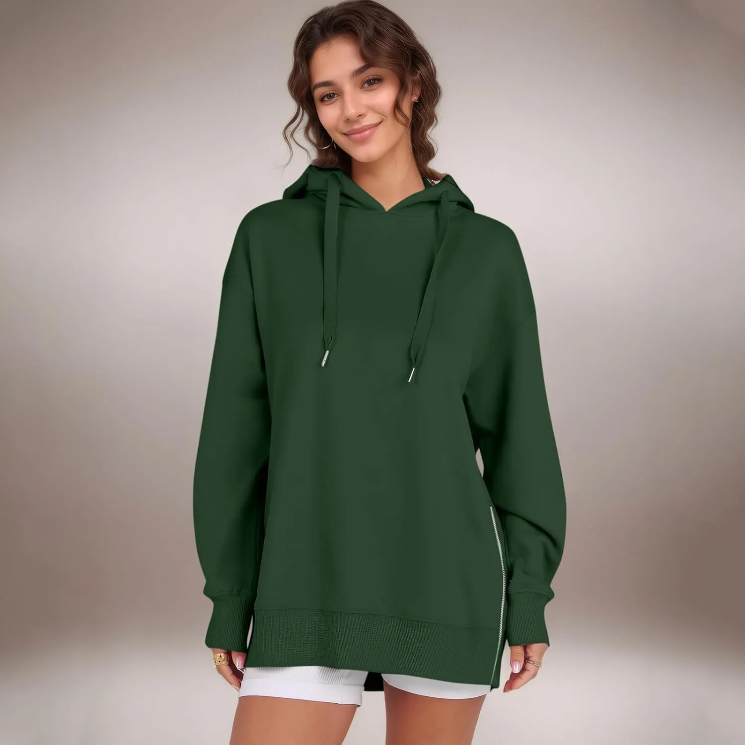 Oversized Hoodies for Women Winter Trendy Preppy Sweatshirts Soft Comfy Hoodie Athletic Side Slit Hooded Sweatshirt
