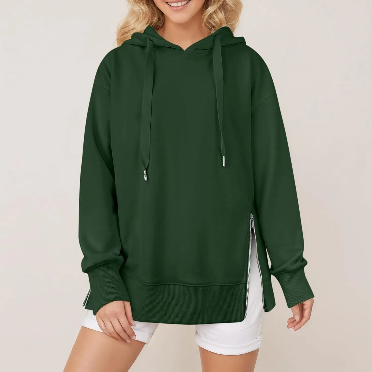 Oversized Hoodies for Women Winter Trendy Preppy Sweatshirts Soft Comfy Hoodie Athletic Side Slit Hooded Sweatshirt