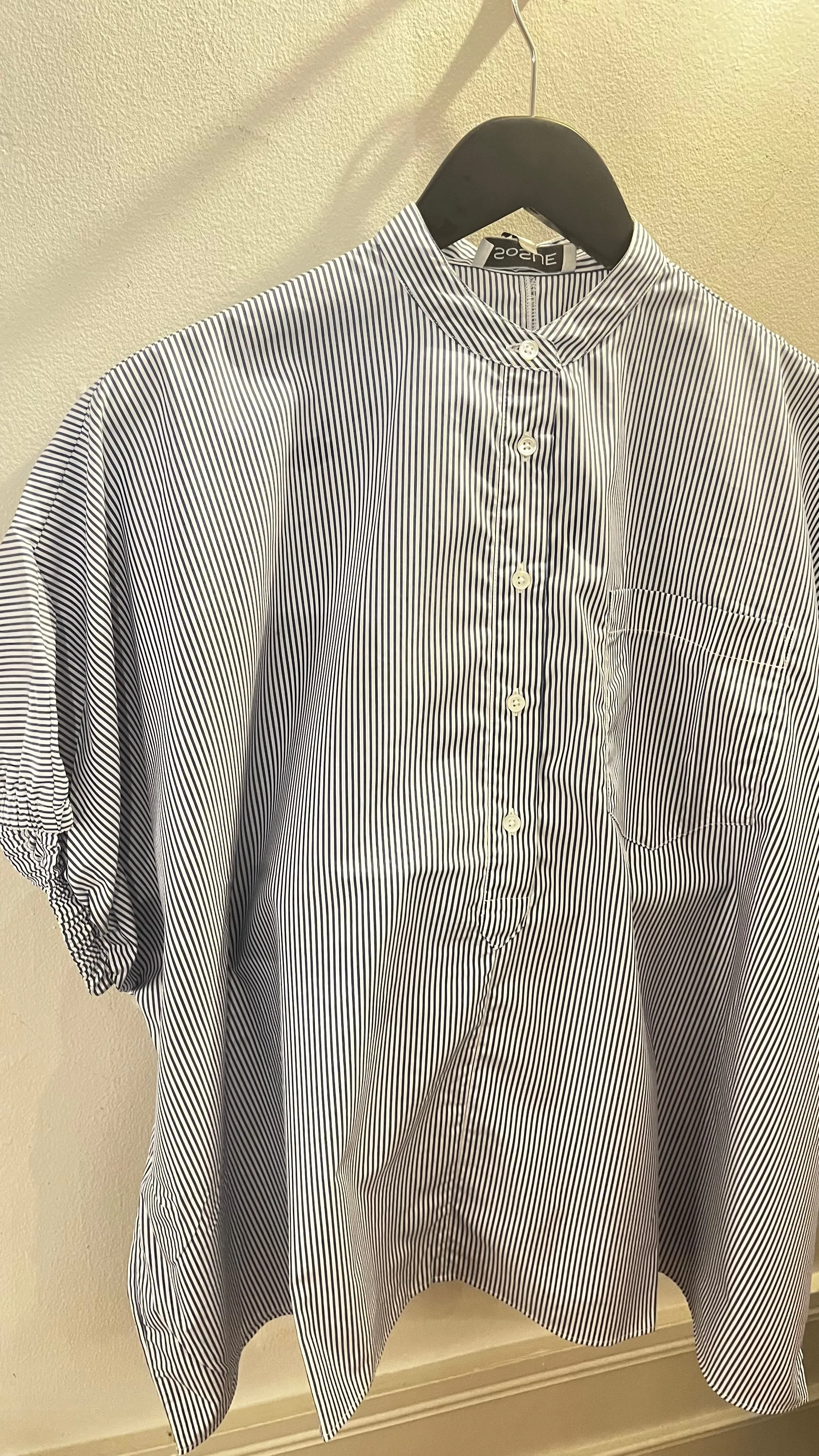 SoS Shirt Henley Shirt in Navy Stripe