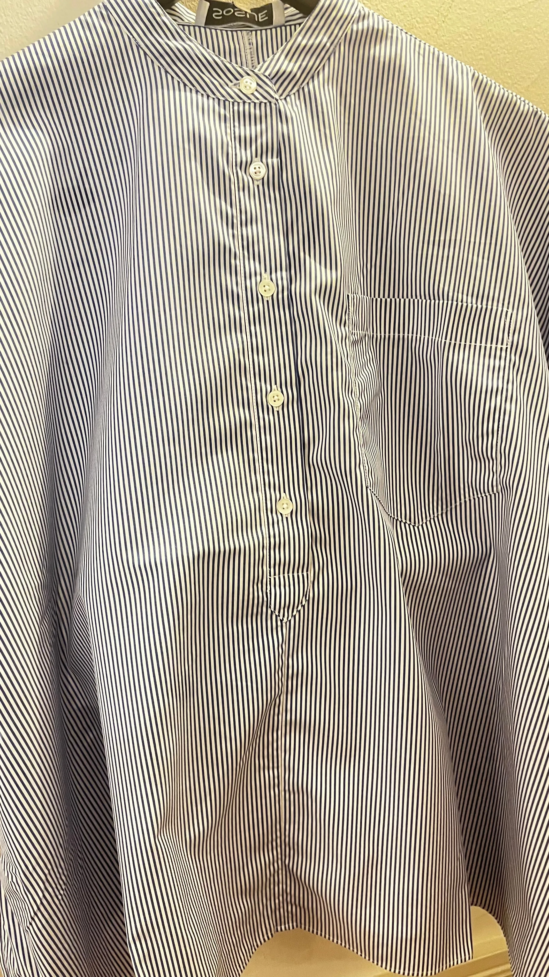 SoS Shirt Henley Shirt in Navy Stripe