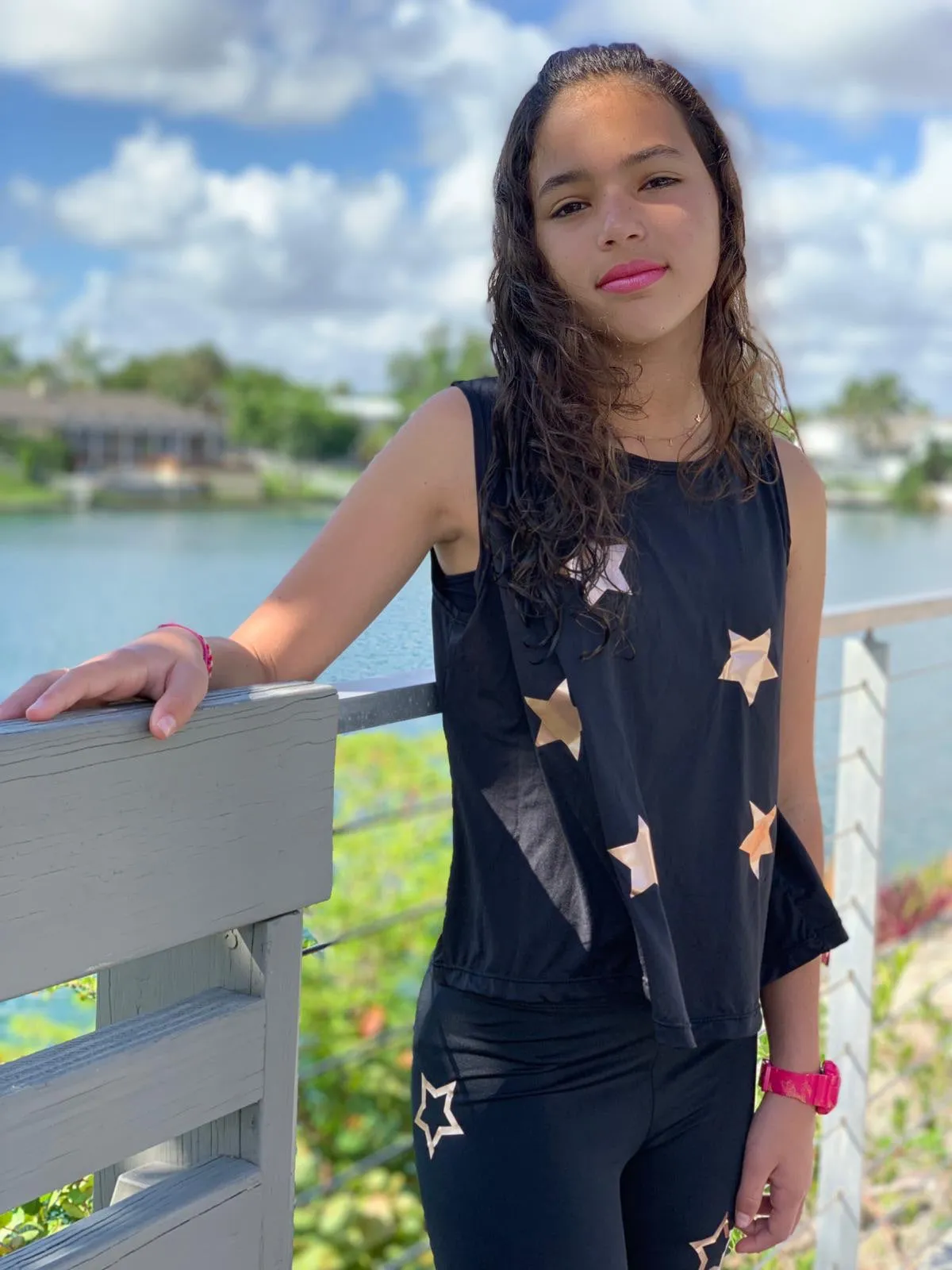 Stars Rose Gold Black Tank
