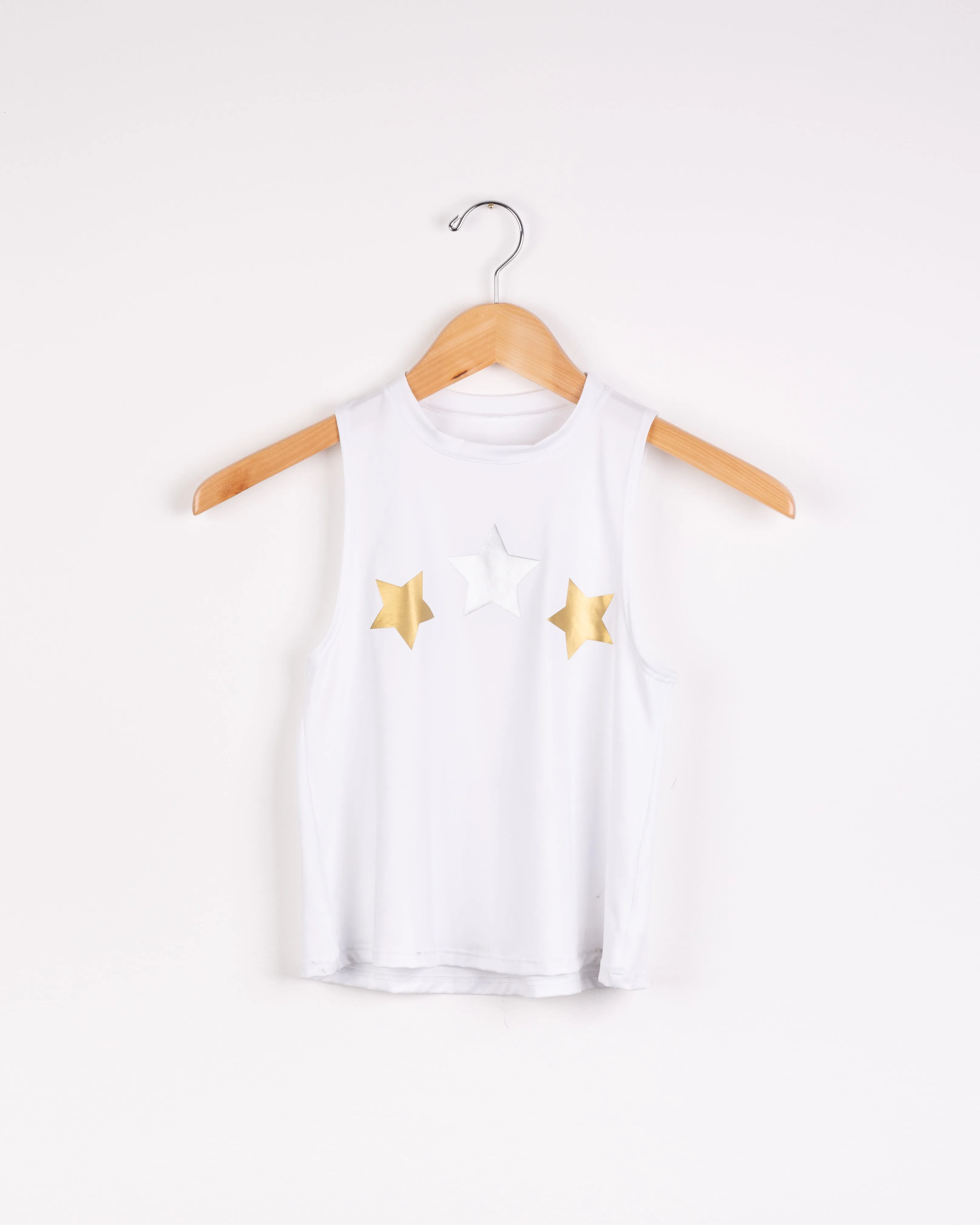 Stars Silver and Gold White Tank