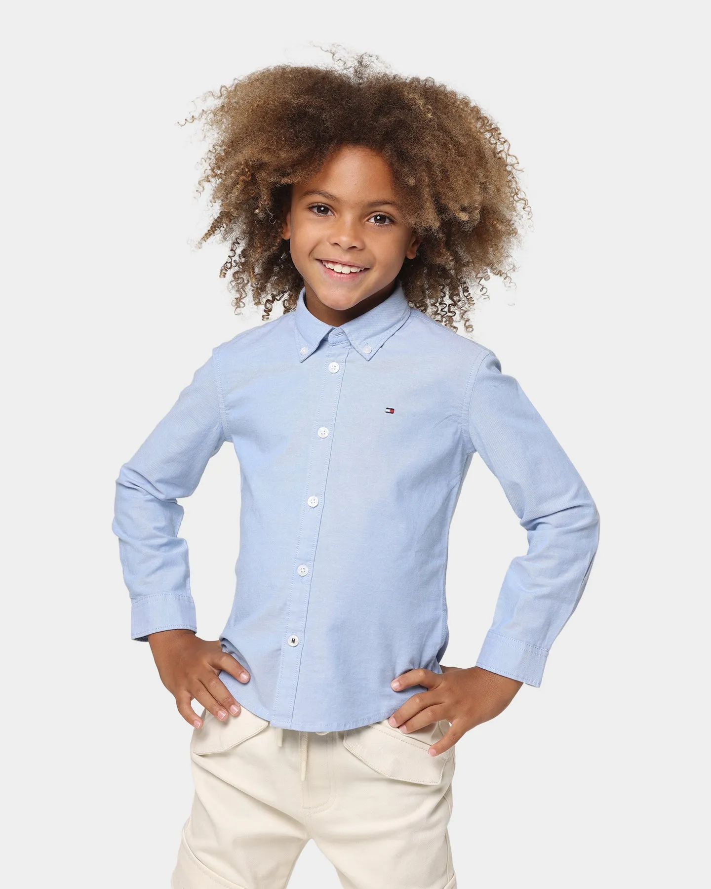 Tommy Hilfiger Kid's Stretch Oxford Shirt Long Sleeve Calm Blue