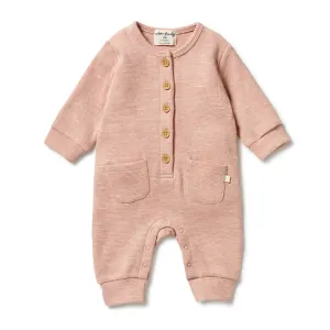 Wilson and Frenchy Organic Waffle Pocket Growsuit - Peach