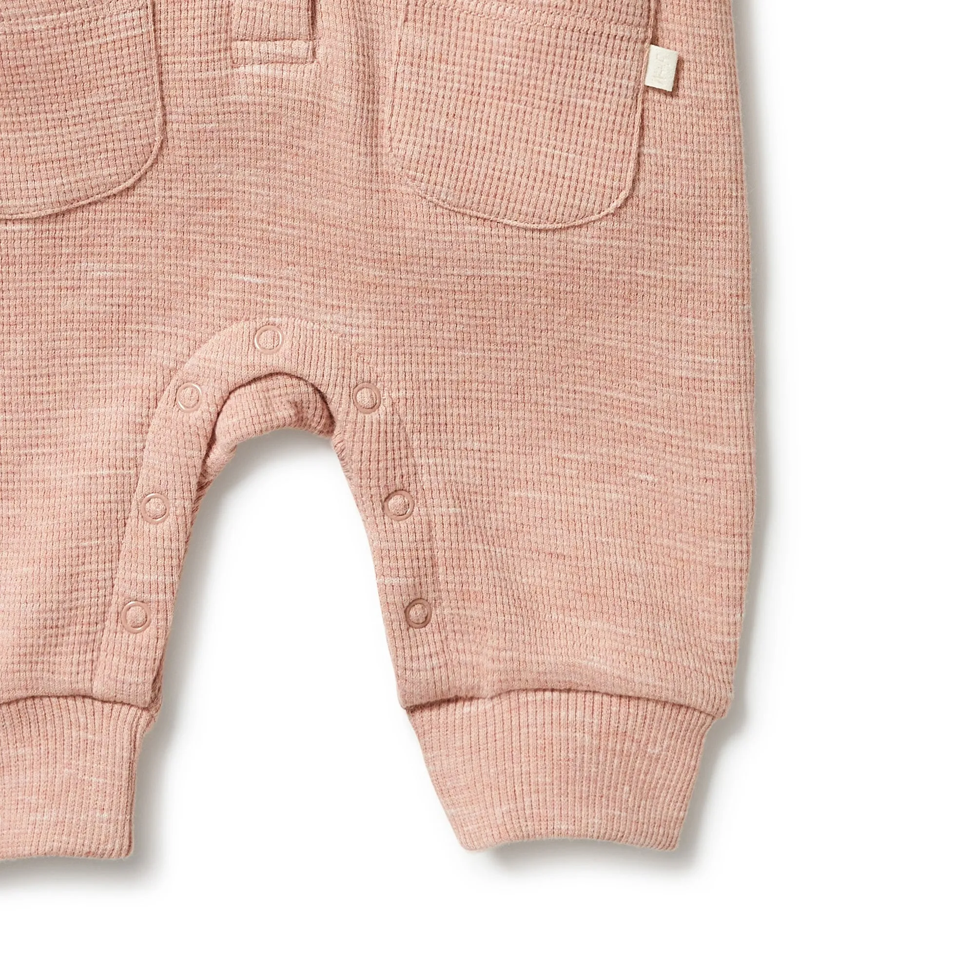 Wilson and Frenchy Organic Waffle Pocket Growsuit - Peach