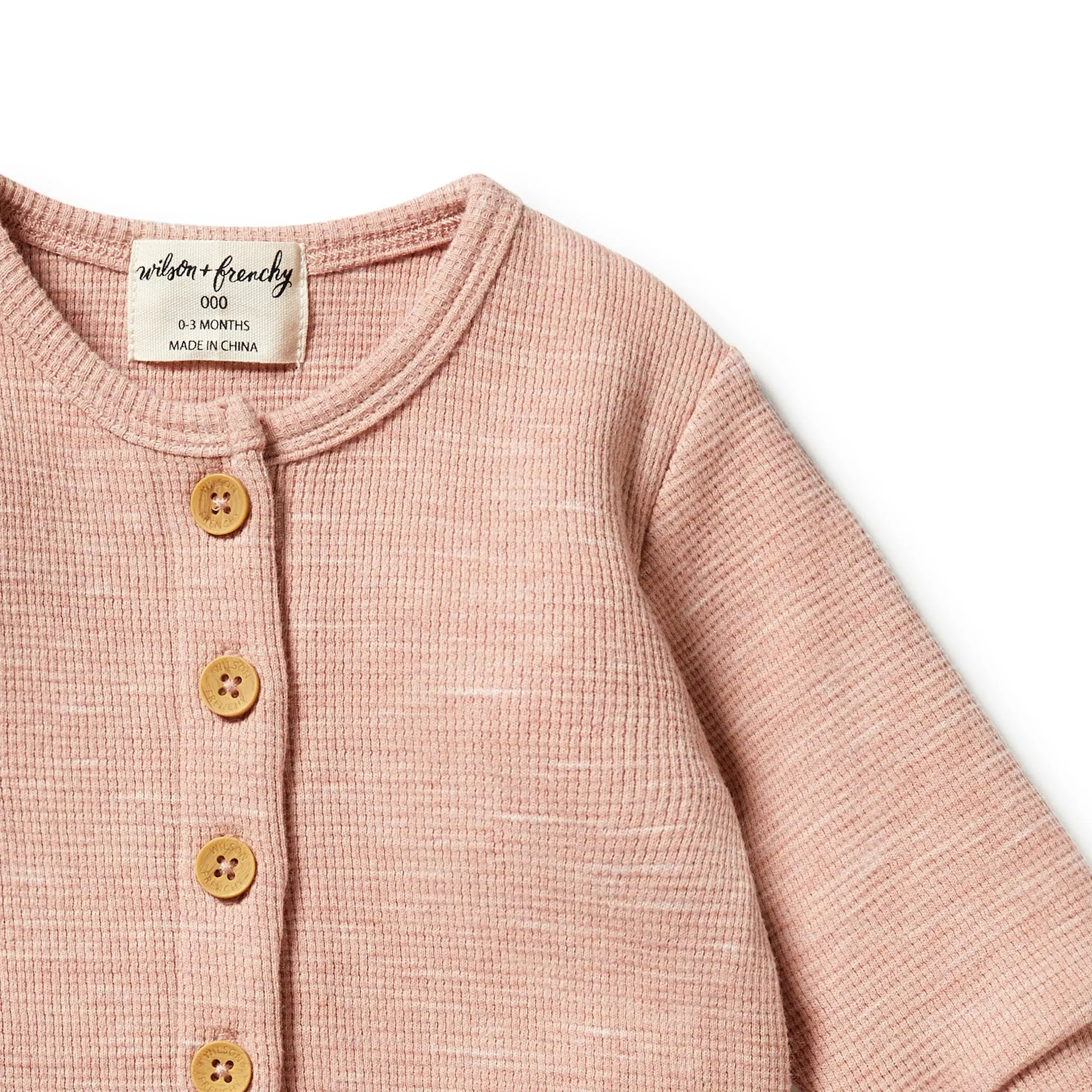 Wilson and Frenchy Organic Waffle Pocket Growsuit - Peach