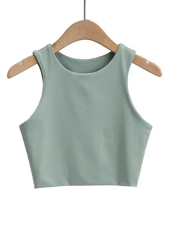 Women's Sports Top / Cropped Seamless Workout Top / Short Fitness Tank Top - SF0026
